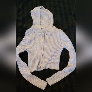 Aeropostale Light Gray Hooded Cardigan